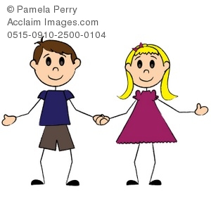300x300 Cartoon Boy And Girl Holding Hands Clip Art Picture