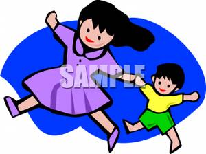 300x224 Clip Art Image An Asian Girl And Her Younger Brother Holding Hands