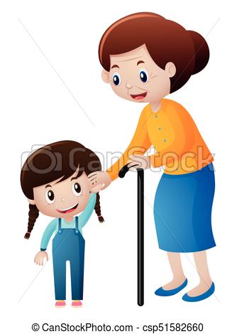 334x470 Grandmother And Little Girl Holding Hands Illustration Clip Art