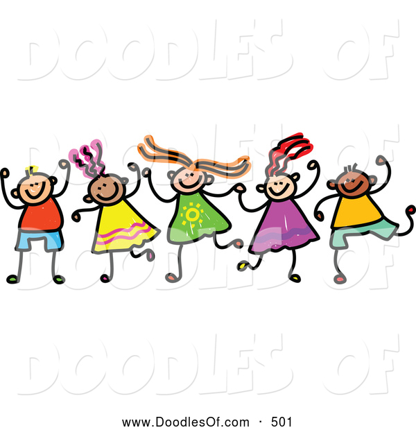 600x620 Vector Clipart Of A Friendly Childs Sketch Of Boys And Girls