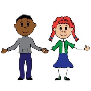 300x300 Clip Art Girl And Boy Cartoon Stick Figure Boy And Girl Holding