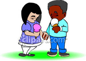 300x213 Boy And Girl Holding Hands, Eating Ice Cream Cones