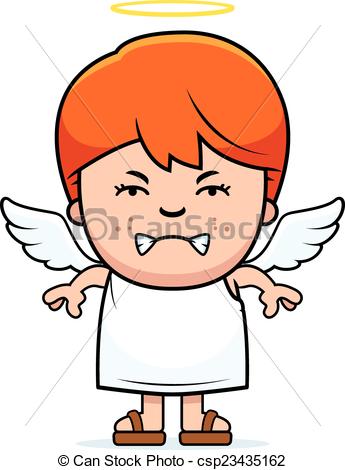 345x470 Angry Boy Angel. A Cartoon Illustration Of A Angel Boy
