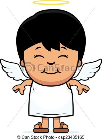 345x470 Child Angel. A Cartoon Illustration Of A Boy Angel Standing