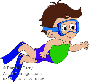 300x275 Clip Art Illustration Of A Cartoon Boy Swimming Wearing Goggles