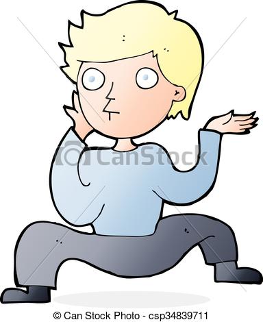 384x470 Cartoon Boy Doing Crazy Dance Vector Clip Art