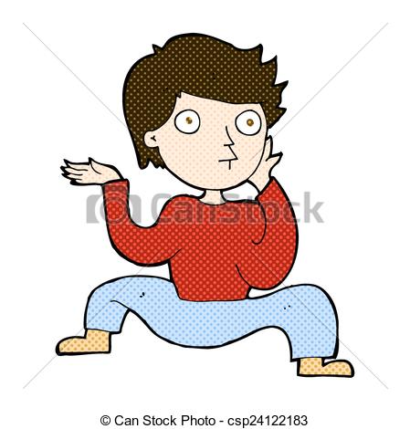 449x470 Comic Cartoon Boy Doing Crazy Dance. Retro Comic Book Style