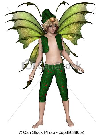 360x470 Christmas Fairy Elf Boy. Fantasy Illustration Of A Christmas