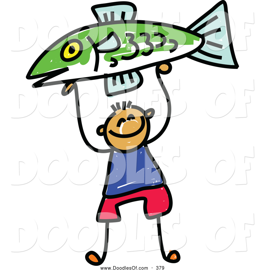 1024x1044 Vector Clipart Of A Happy Boy Holding Up A Fish By Prawny