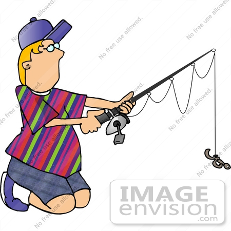450x450 Blond Caucasian Boy Fishing Clipart