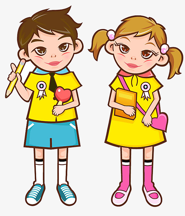 600x700 Cartoon Student, Yellow, Boy, Girl Png Image And Clipart For Free