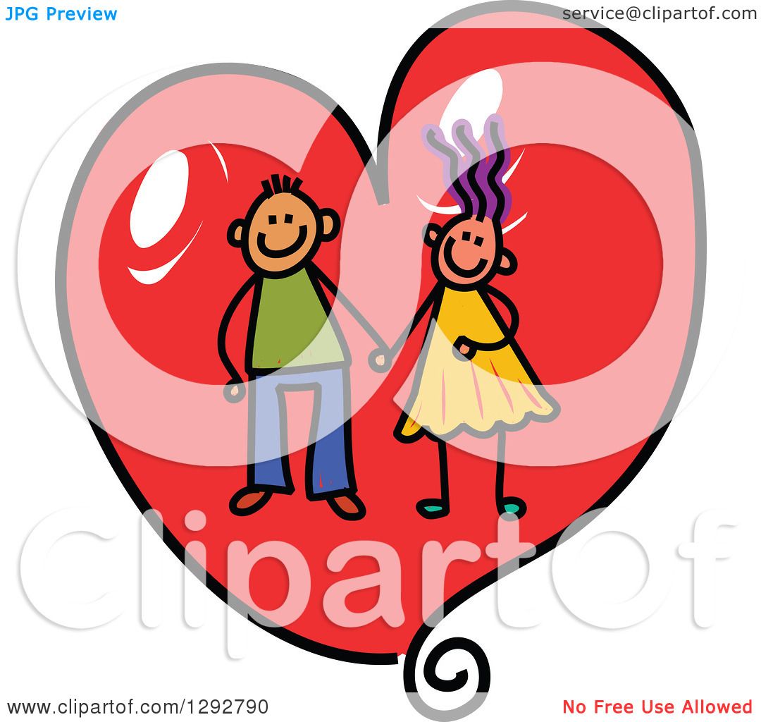 1080x1024 Clipart Of A Happy Stick Boy And Girl Couple Holding Hands In Side