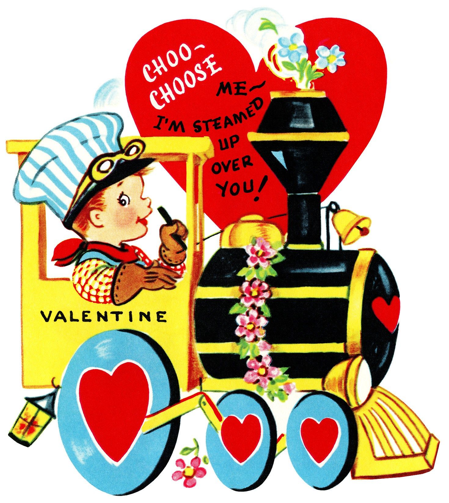 1470x1647 Train Valentine, Vintage Valentine Clip Art, Boy Engineer Driving