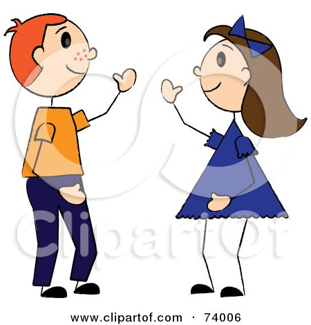 450x470 Royalty Free (Rf) Clipart Illustration Of A Stick Boy And Girl