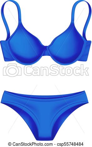 294x470 Vector Realistic Blue Bra Panties Template Mockup. Vector