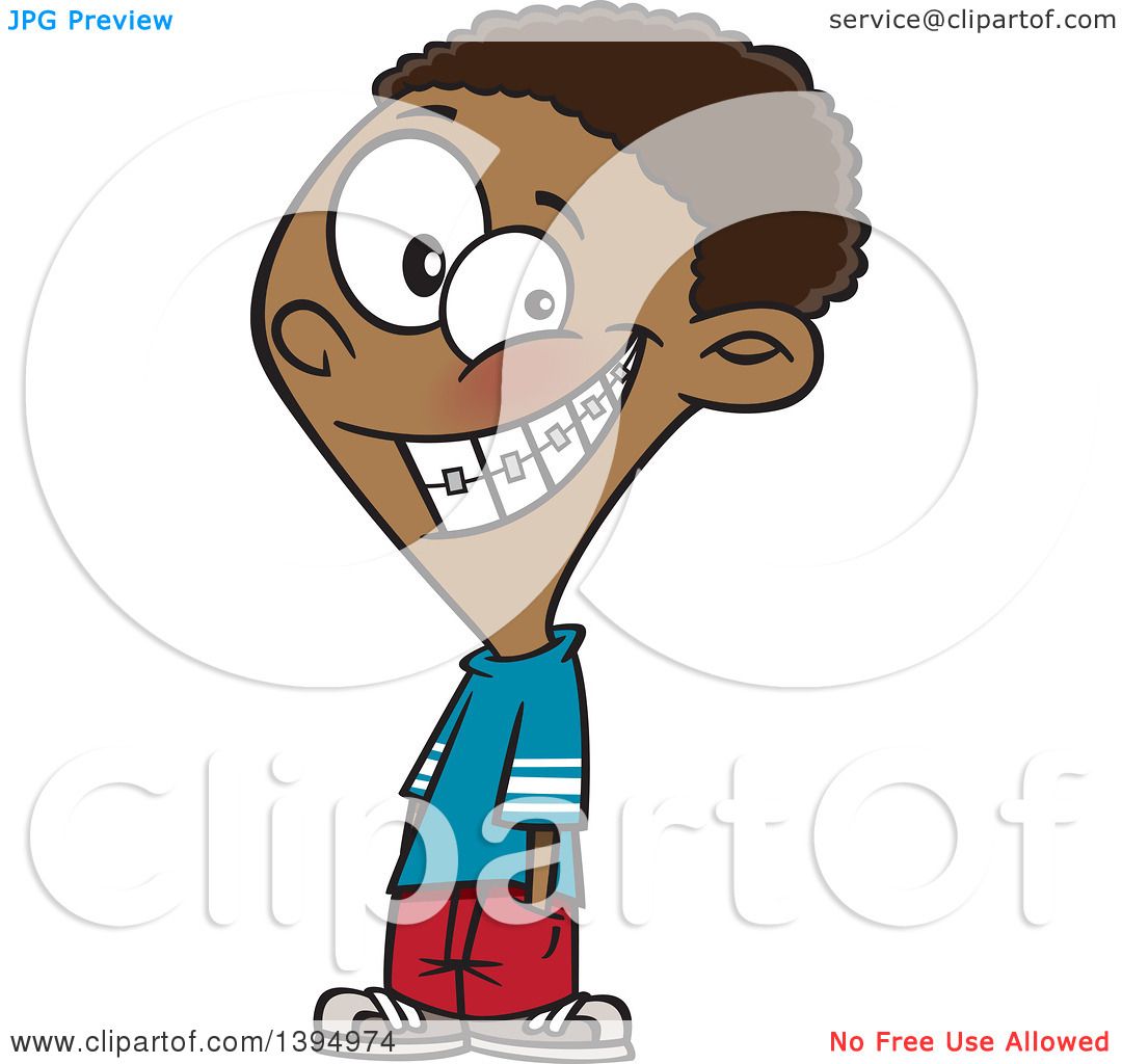 1080x1024 Clipart Of A Cartoon Black Boy Grinning And Showing His Braces