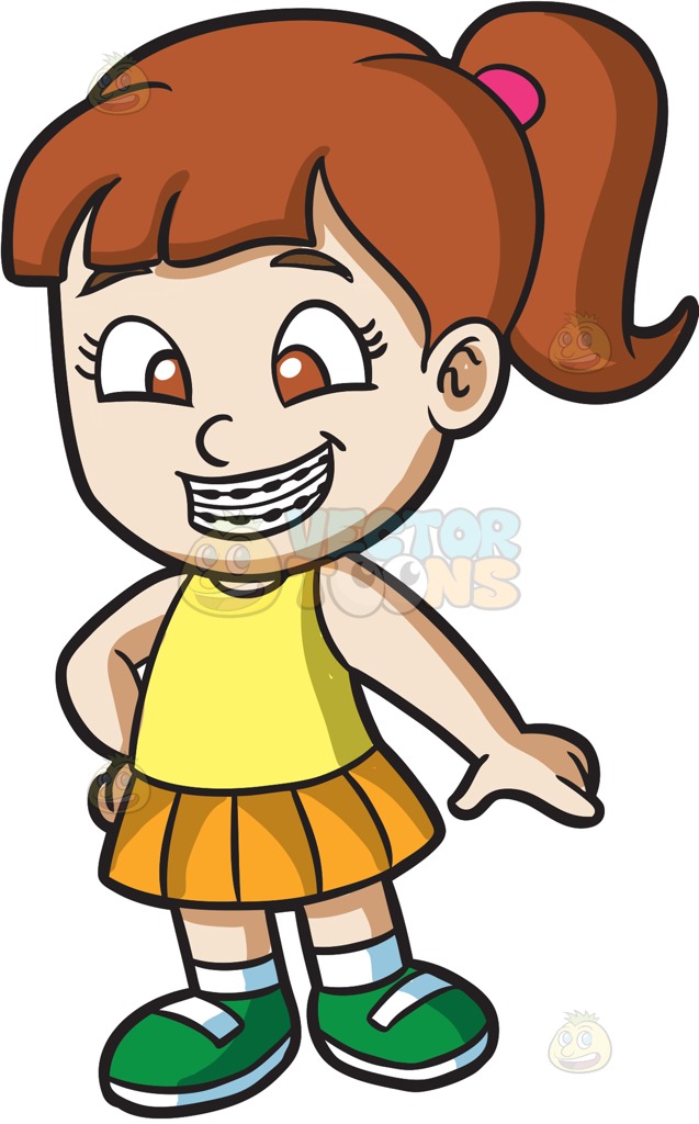 637x1024 A Happy Girl With Braces Cartoon Clipart Vector Toons