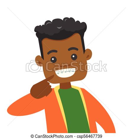 450x470 African Man Showing His Smile With Dental Braces. Young Vectors