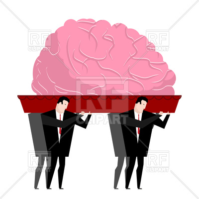 400x400 Funeral Of Brain, Mind In Coffin Royalty Free Vector Clip Art