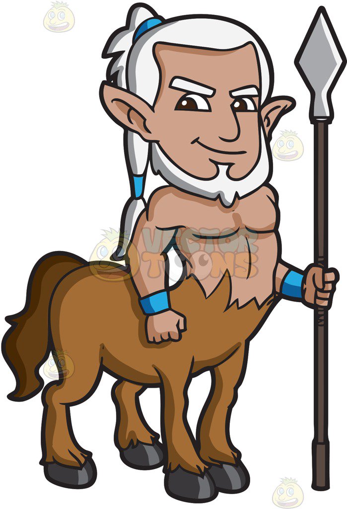 699x1024 A Brave Centaur Guard Cartoon Clipart