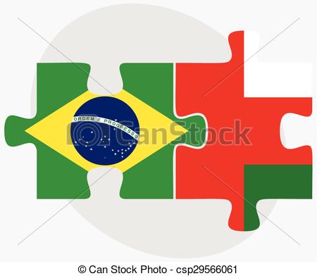 450x392 Brazil And Oman Flags In Puzzle Isolated On White Background