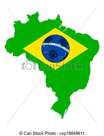 360x470 Soccer Map And Flag Of Brazil Vector Clip Art