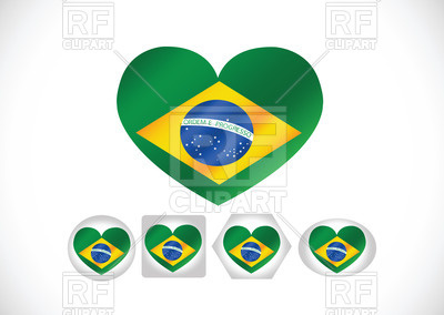 400x284 Brazil Flag Heart Shaped Royalty Free Vector Clip Art Image