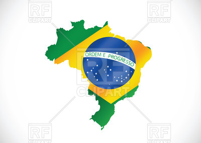 400x284 Brazilian Flag On Brazil Contour Royalty Free Vector Clip Art