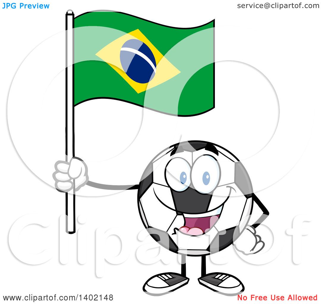 1080x1024 Clipart Of A Cartoon Soccer Ball Mascot Character Holding A Brazil