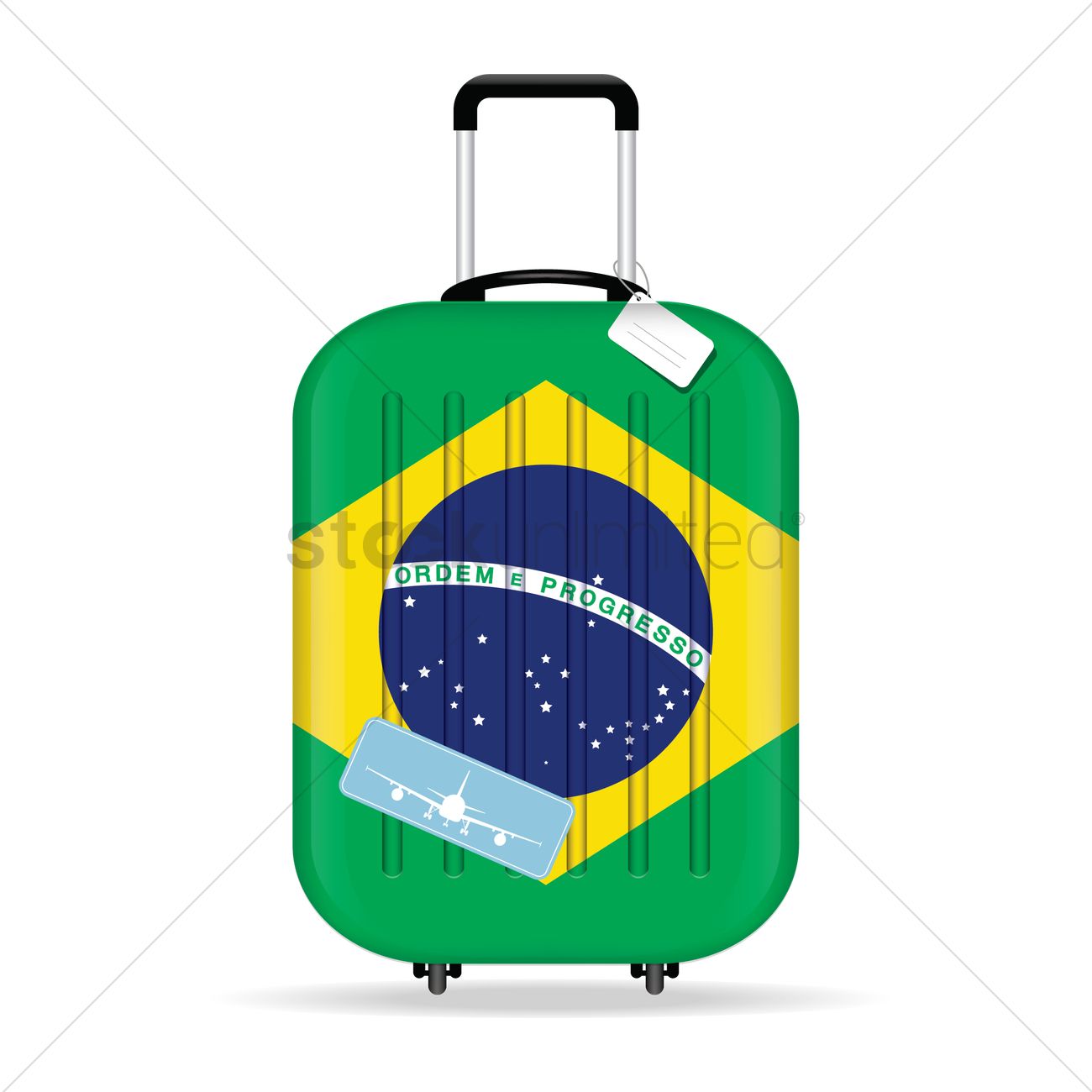 1300x1300 Travel Suitcase With Brazil Flag Vector Image