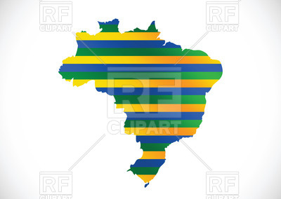 400x284 Brazil Contour With Flag Colors Royalty Free Vector Clip Art Image