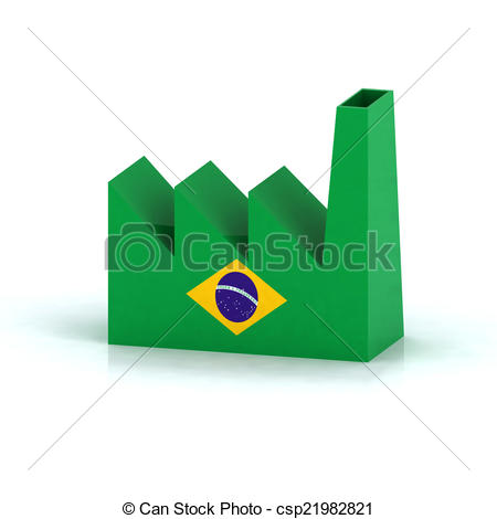 450x470 Brazil Factory Symbol Concept With Flag, 3d Illustration Clip Art