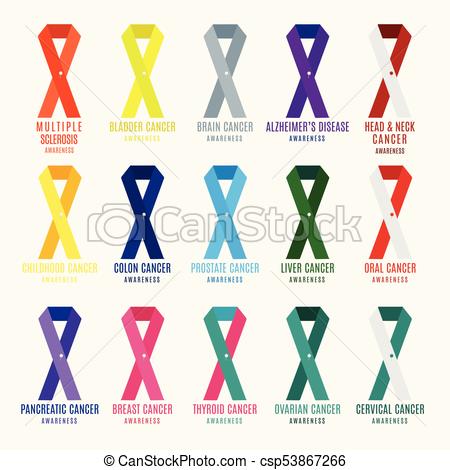 450x470 Cancer Ribbons Set. Set Of Cancer Ribbons In Different Clip Art
