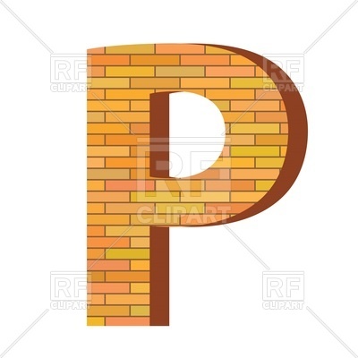 400x400 Font With Brick Wall Texture, Letter P Royalty Free Vector Clip