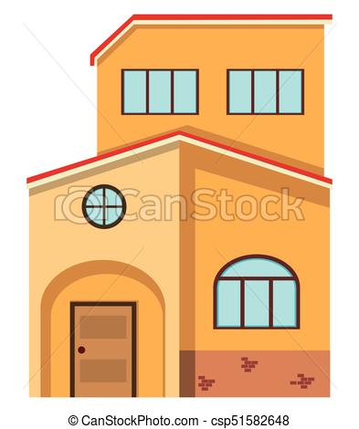 393x470 Brick House With Red Roof Illustration Eps Vector