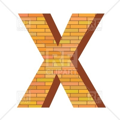 400x400 Font With Brick Wall Texture, Letter X Royalty Free Vector Clip