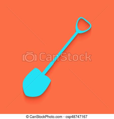 450x470 Shovel To Work In The Garden. Vector. Whitish Icon On Brick