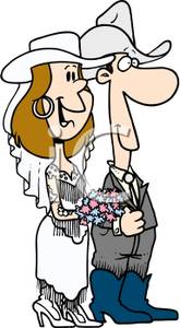 165x300 Clip Art Image A Bride And Groom In A Cowboy Wedding