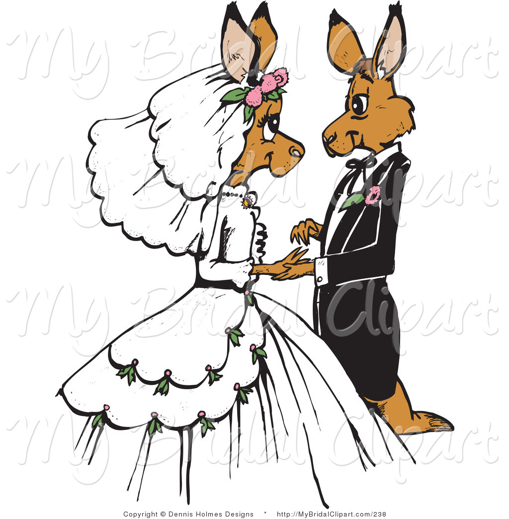 1024x1044 Bridal Clipart Of A Loving Brown Kangaroo Bride And Groom Getting