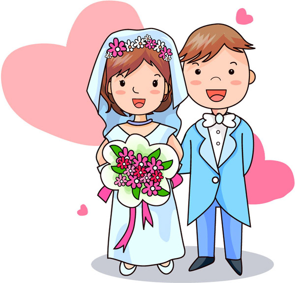 600x576 Bride And Groom Cartoon Backgrounds Vector Background Free Vector