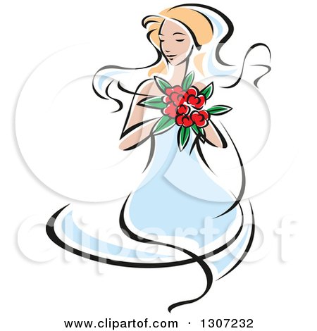 450x470 Clipart Of Black And White Swirly Brides In Wedding Dresses