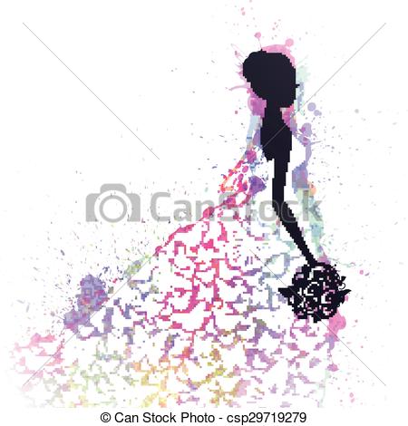 450x470 Vector Abstract Bride. Vector Illustration Of A Beautiful