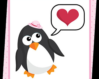 340x270 Penguin Bride And Bridegroom Digital Clip Art