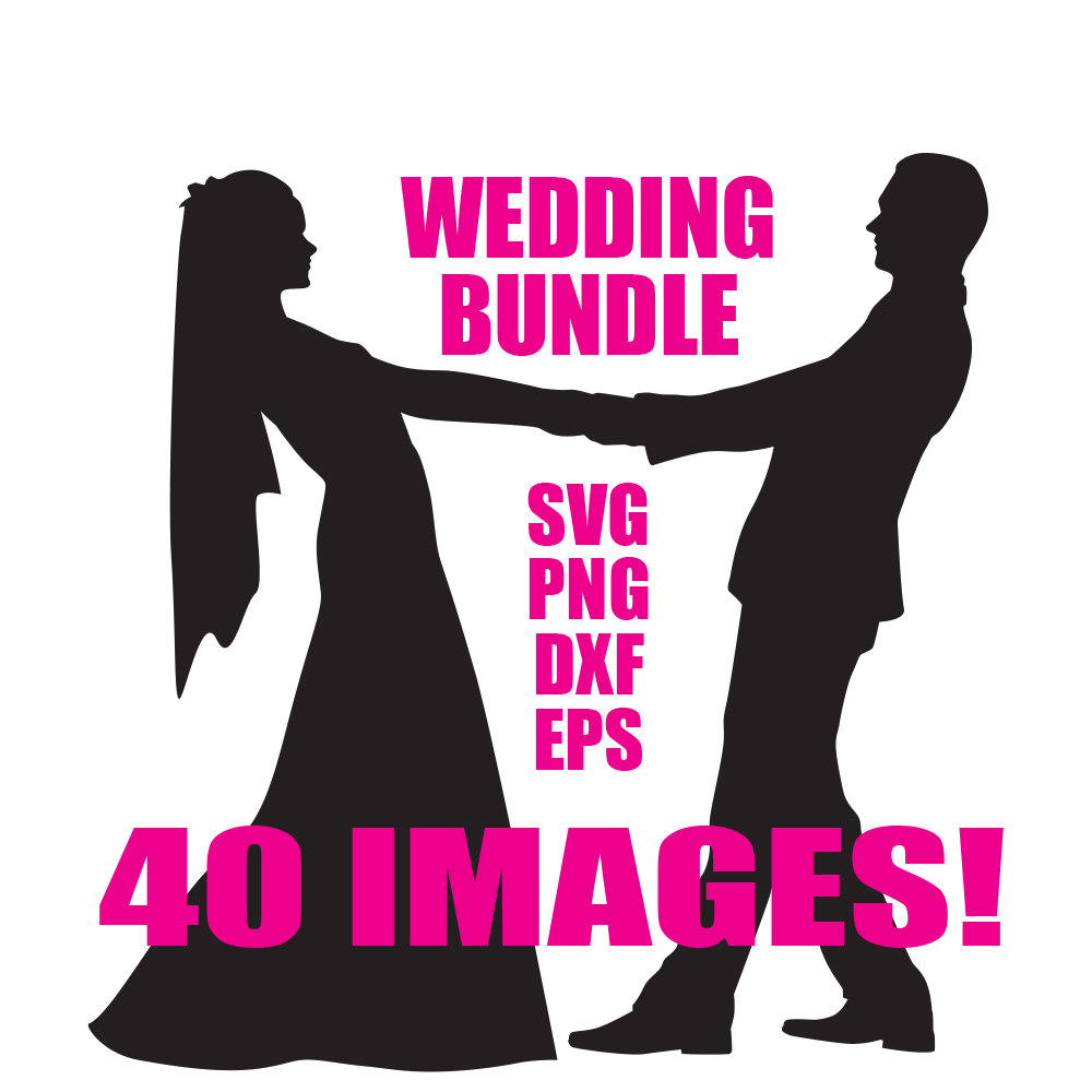1000x1000 Wedding Silhouettes Bride And Groom Svg Bundle Clip Art Wedding