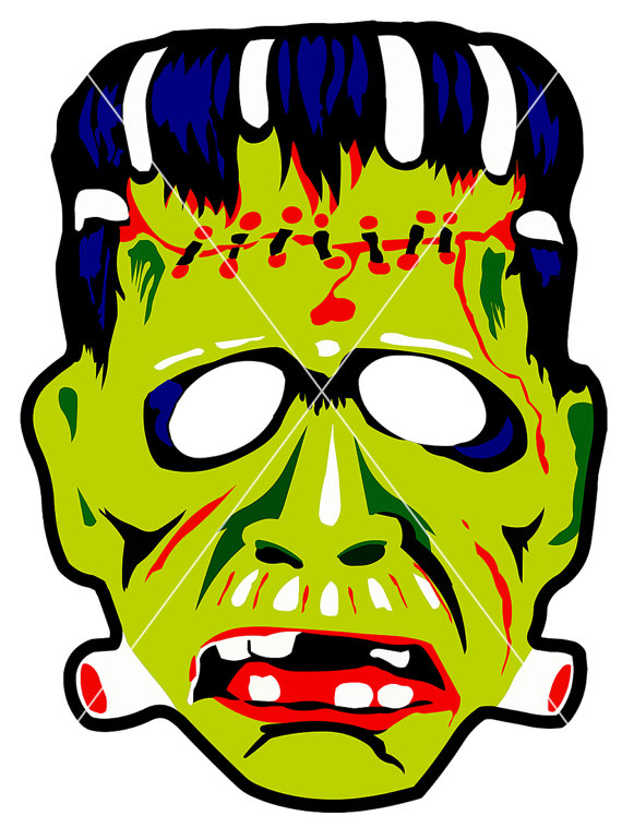 570x770 Vintage Ben Cooper Frankenstein Mask Vectors Clip Art