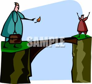 300x273 Clipart Picture A Man Burning A Bridge On A Friend