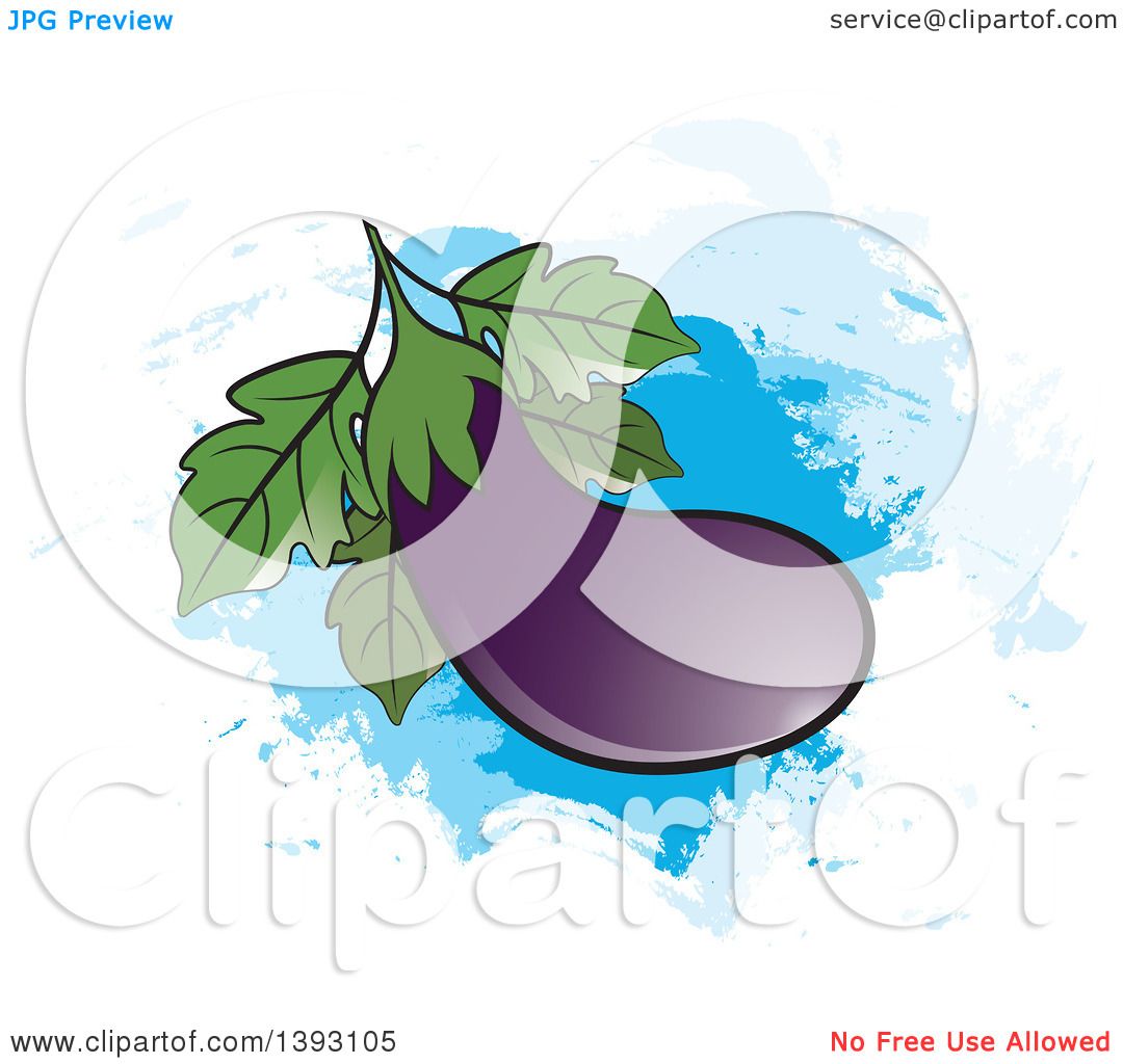 1080x1024 Clipart Of A Purple Eggplant Over Blue Paint Strokes