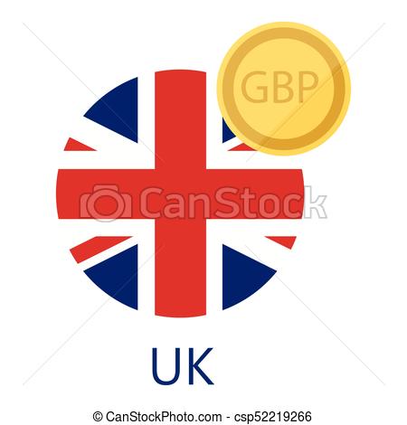450x470 British Pound And Flag. Vector Illustration Uk Round Flag Clip