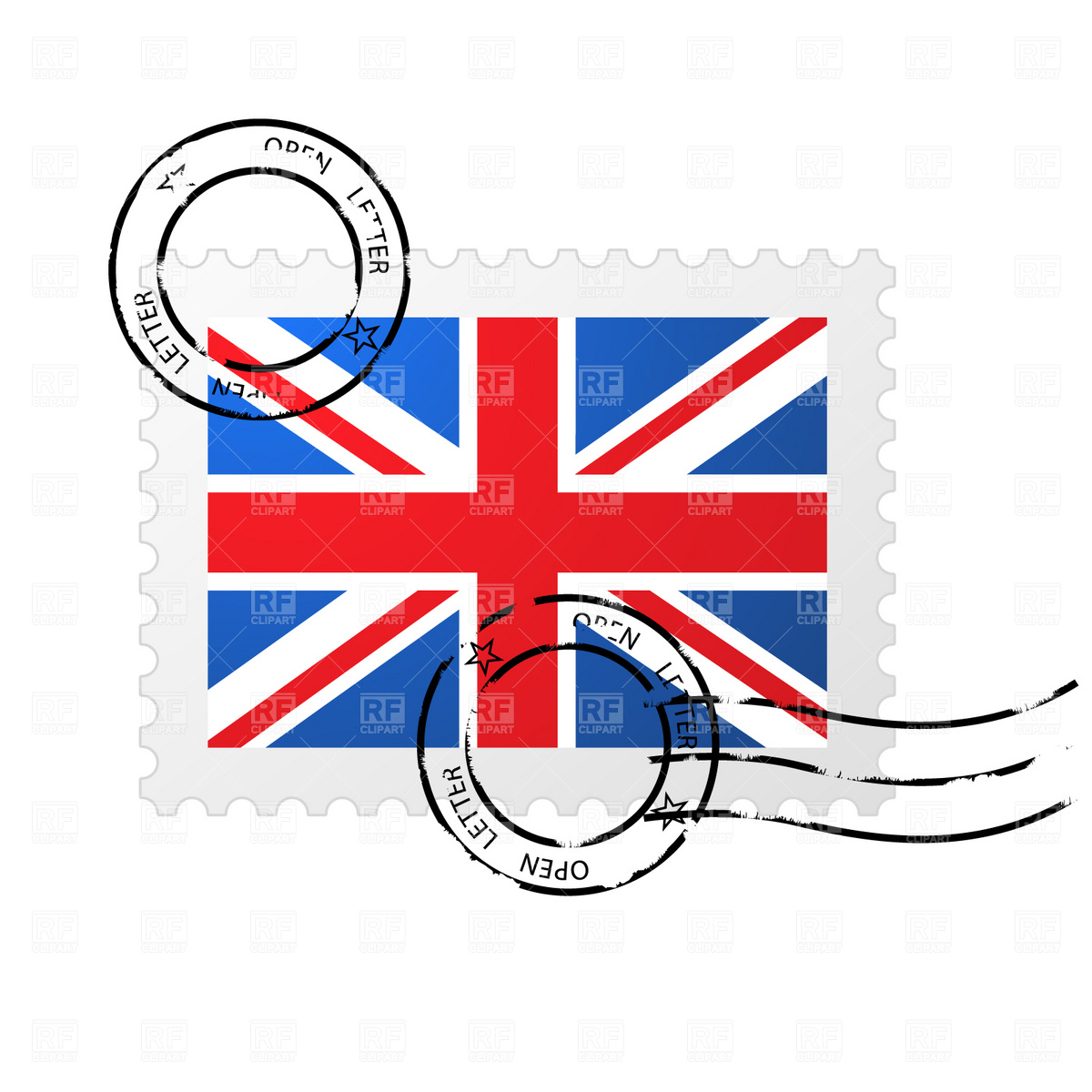 1200x1200 Postmark With Great Britain Flag And Postage Stamp Vector Image