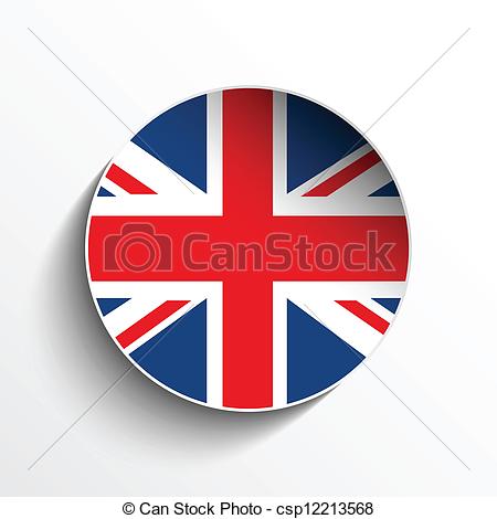 450x470 Uk Flag Paper Circle Shadow Button. Vector